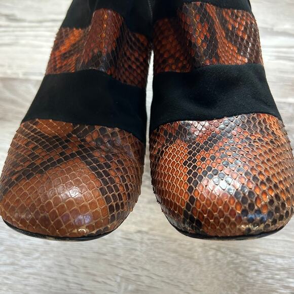 Jill Stuart Black Suede & Snakeskin Leather Ankle Boots Heels Made in Italy 39 - Picture 4 of 8